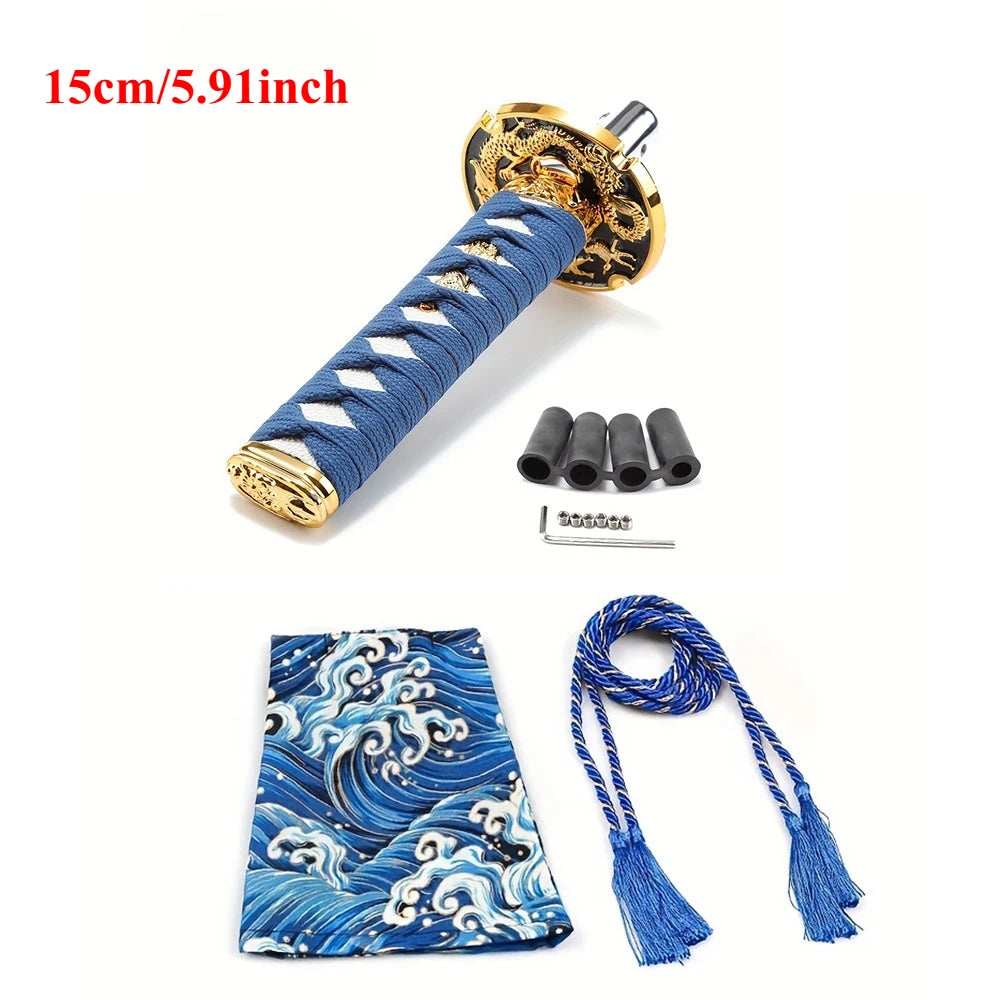 Universal Dust Cover Shift Knob Collars With Adapters With 150mm200MM JDM Katana Samurai Sword Shift Knob Shifter car gear lever