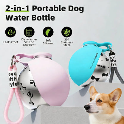 🔥 HOT SALE 🔥 Travel Smart with 2-in-1 Dog Water Bottle – Leakproof & Compact Design